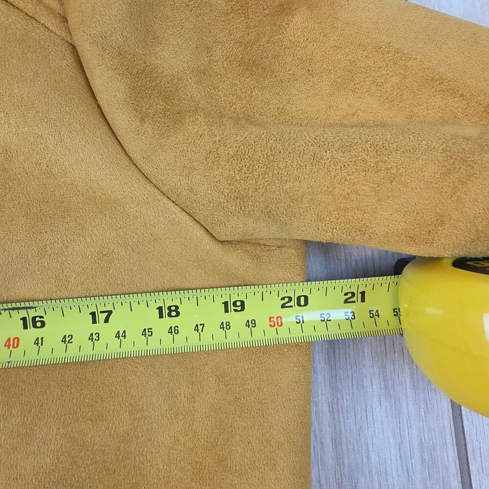 Forever 21 Moto Jacket Womens L Mustard Faux Suede Shearling Fur Biker NWT - Picture 11 of 12
